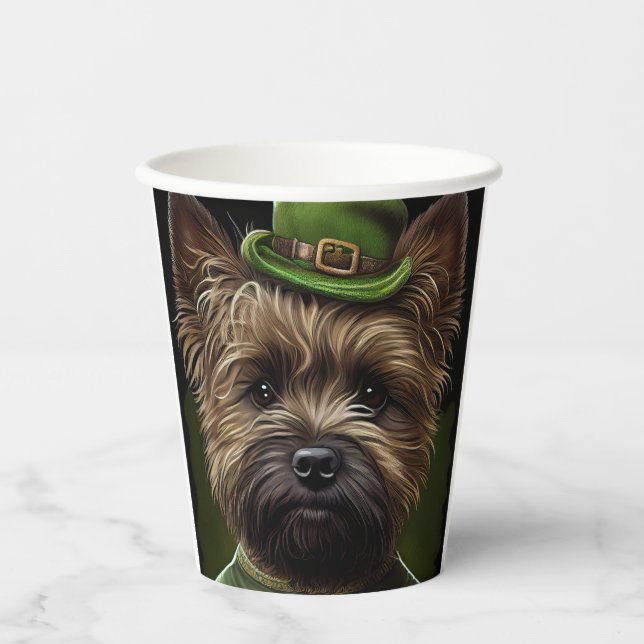 Cairn Terrier dog in St. Patrick's Day Dress Paper Cups (Front)