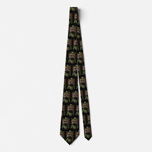Cairn Terrier dog in St. Patrick's Day Dress Tie (Front)