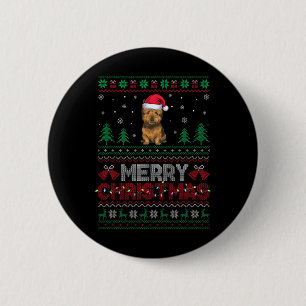Cairn Terrier Dog Lovers Santa Hat Christmas Tree 6 Cm Round Badge