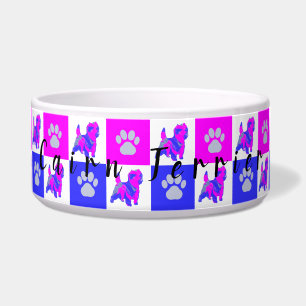 Cairn Terrier Dog & Paw Hot Pink and Blue