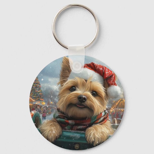 Cairn Terrier Dog Roller Coaster Christmas Key Ring (Front)