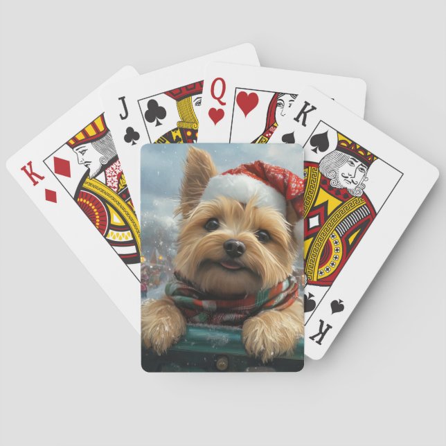 Cairn Terrier Dog Roller Coaster Christmas Playing Cards (Back)
