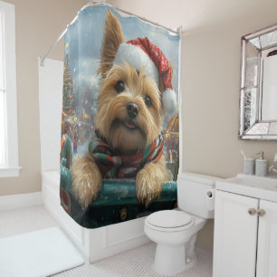 Cairn Terrier Dog Roller Coaster Christmas Shower Curtain