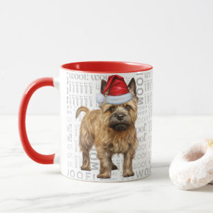 Cairn Terrier Dog Santa on Woof Background Mug