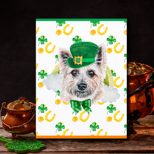 Cairn Terrier Dog Shamrock St. Patricks Day Holiday Postcard
