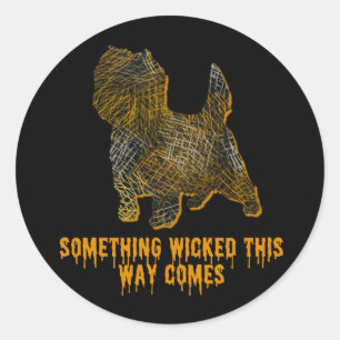 Cairn Terrier Dog Silhouette Fun Halloween Classic Round Sticker