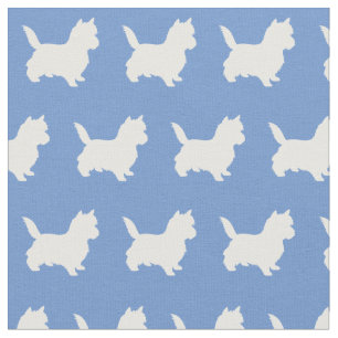 Cairn Terrier Dog Silhouette Pet Light Blue Fabric