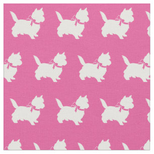 Cairn Terrier Dog Silhouette Pet Pink Fabric