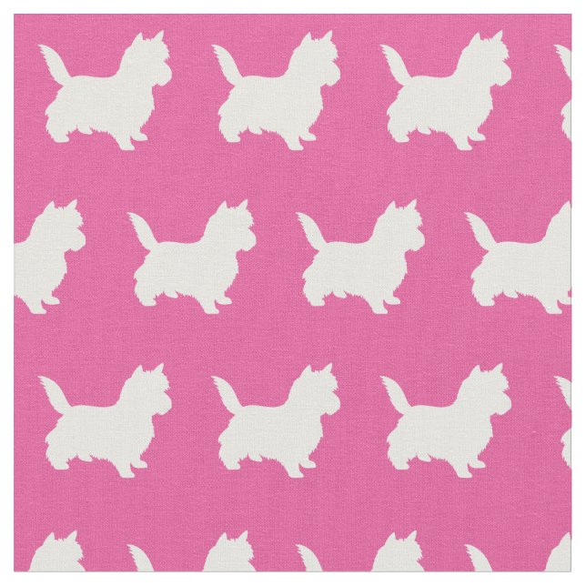 Cairn Terrier Dog Silhouette Pet Pink Fabric (Close Up)