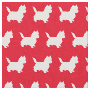 Cairn Terrier Dog Silhouette Pet Red Fabric