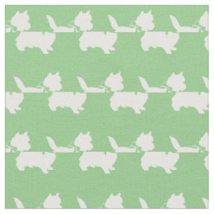 Cairn Terrier Dog Silhouette Pet Sage Green Fabric