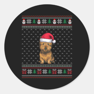 Cairn Terrier Dog Wearing Santa Hat Ugly Xmas Dog  Classic Round Sticker