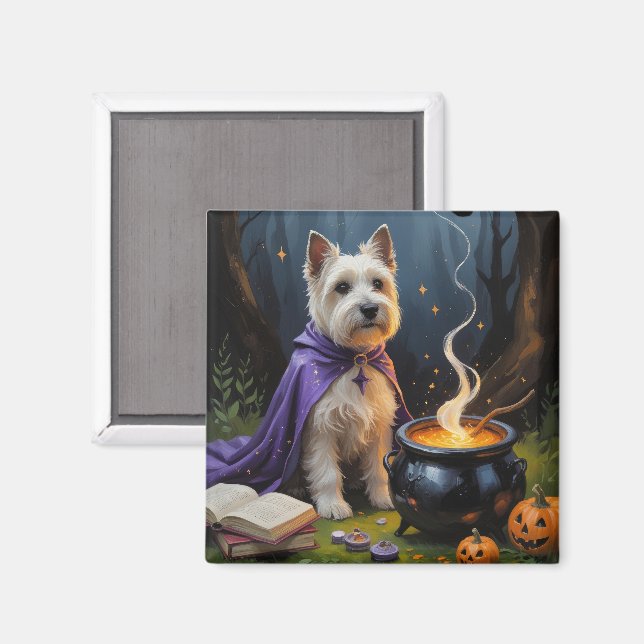 Cairn Terrier Dog Whimsical Halloween Painting Magnet (Front/Back)