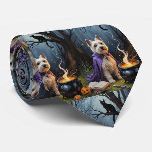 Cairn Terrier Dog Whimsical Halloween Painting Tie
