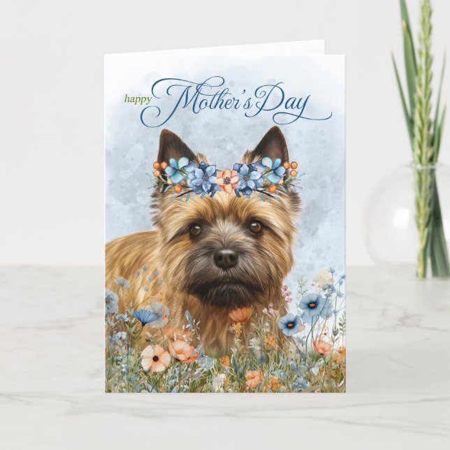Cairn Terrier Dog Wildflowers Mother's Day Holiday Card (Front)