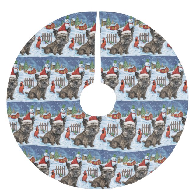 Cairn Terrier Dog Winter Wonderland Christmas Joy Brushed Polyester Tree Skirt (Front)