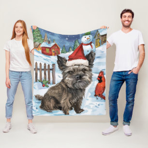 Cairn Terrier Dog Winter Wonderland Christmas Joy Fleece Blanket