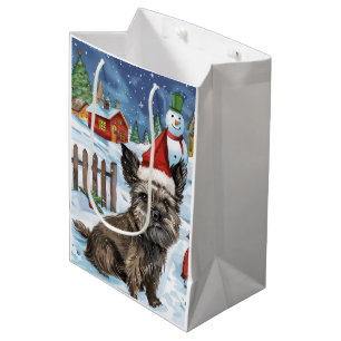 Cairn Terrier Dog Winter Wonderland Christmas Joy Medium Gift Bag