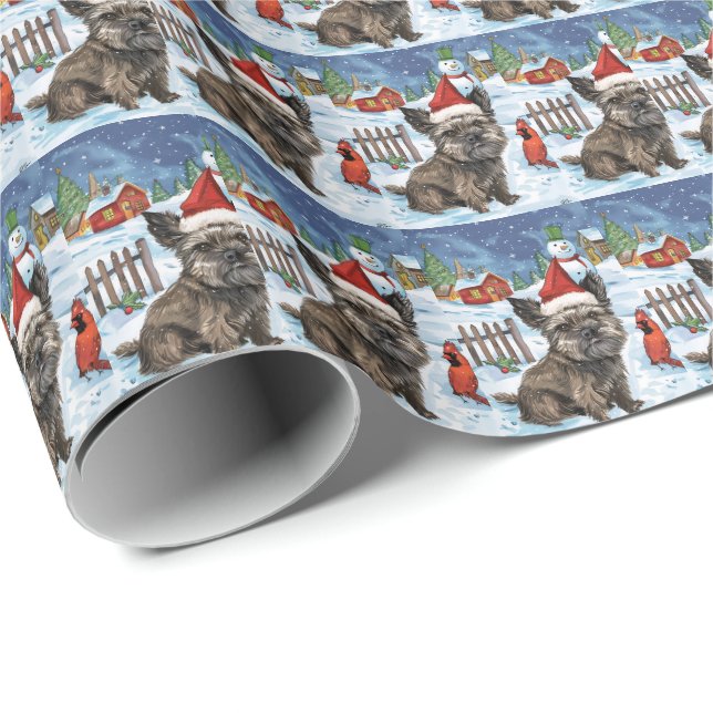 Cairn Terrier Dog Winter Wonderland Christmas Joy Wrapping Paper (Roll Corner)