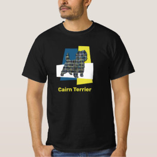 Cairn Terrier Dog Yellow & Black Grid Line T-Shirt