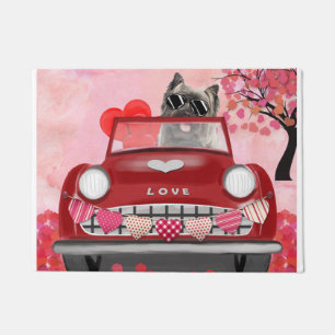 Cairn Terrier Driving Car with Hearts Valentine's  Doormat