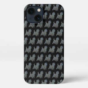 Cairn Terrier English Dog Silhouette Grid Black iPhone 13 Case