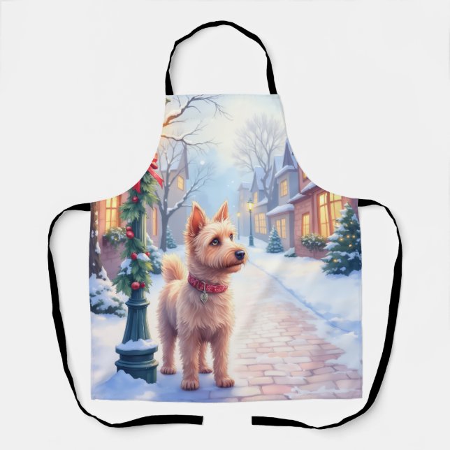 Cairn Terrier Festive Lamppost Village Christmas Apron (Front)