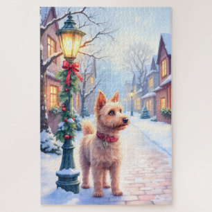 Cairn Terrier Festive Lamppost Village Christmas Jigsaw Puzzle