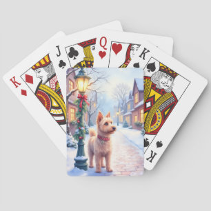 Cairn Terrier Festive Lamppost Village Christmas Playing Cards
