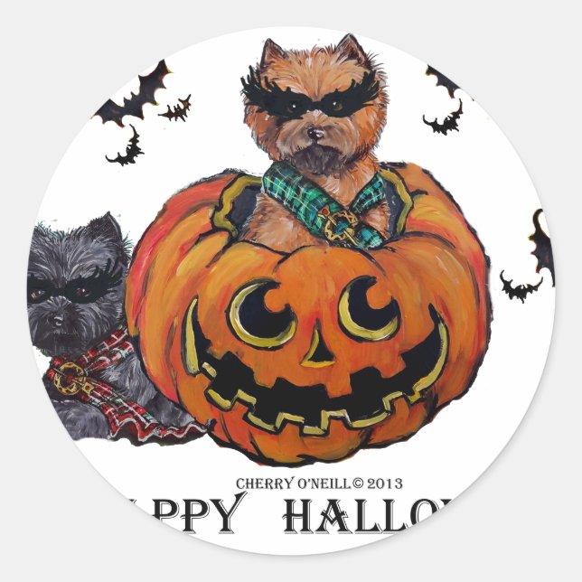 Cairn Terrier Halloween Classic Round Sticker (Front)