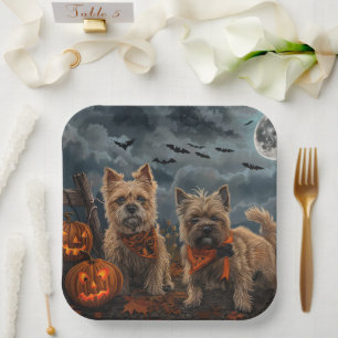 Cairn Terrier Halloween Spooky Paper Plate