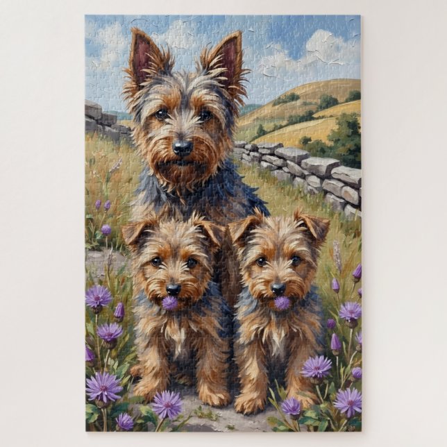 Cairn Terrier Heather Field Art Jigsaw Puzzle (Vertical)