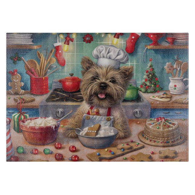 Cairn Terrier Holiday Baking: Festive Christmas  Cutting Board (Front)