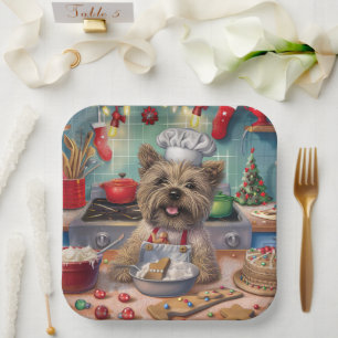 Cairn Terrier Holiday Baking: Festive Christmas  Paper Plate