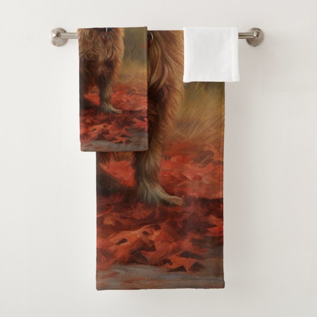 Cairn Terrier in Autumn Leaves Fall Inspire  Bath Towel Set (Insitu)
