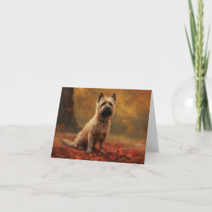 Cairn Terrier in Autumn Leaves Fall Inspire  Card