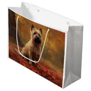 Cairn Terrier in Autumn Leaves Fall Inspire  Large Gift Bag
