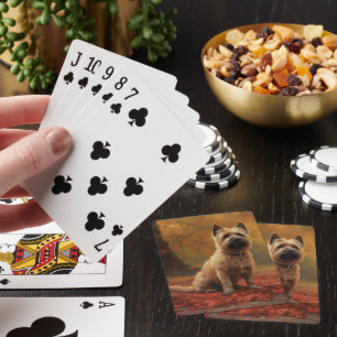 Cairn Terrier in Autumn Leaves Fall Inspire Playing Cards