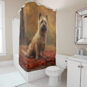 Cairn Terrier in Autumn Leaves Fall Inspire  Shower Curtain