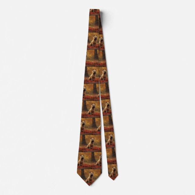 Cairn Terrier in Autumn Leaves Fall Inspire  Tie (Front)