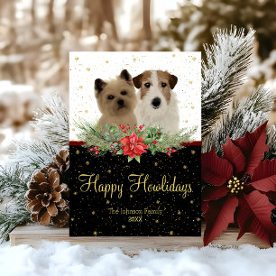 Cairn Terrier & Jack Russel Dog Happy Howlidays  Holiday Card