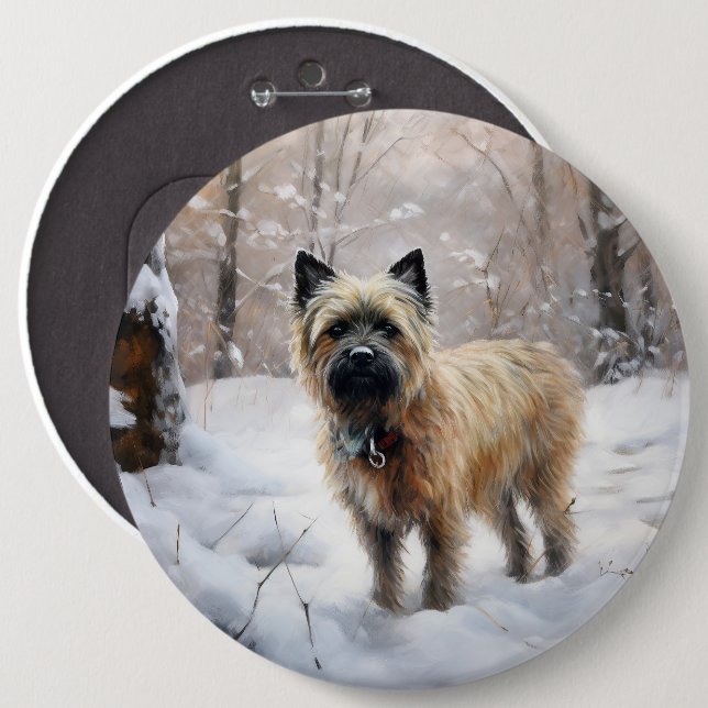Cairn Terrier Let It Snow Christmas 6 Cm Round Badge (Front & Back)