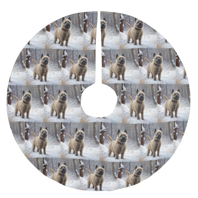 Cairn Terrier Let It Snow Christmas  Brushed Polyester Tree Skirt (Front)