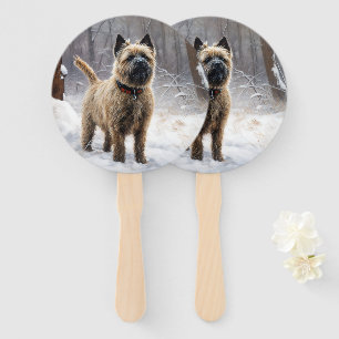 Cairn Terrier Let It Snow Christmas Hand Fan