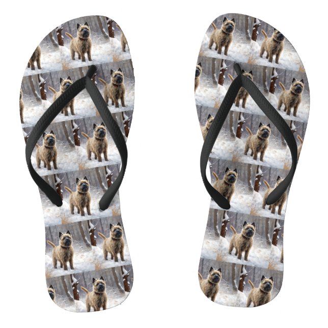 Cairn Terrier Let It Snow Christmas  Jandals (Footbed)
