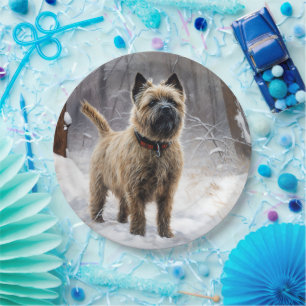 Cairn Terrier Let It Snow Christmas Paper Plate