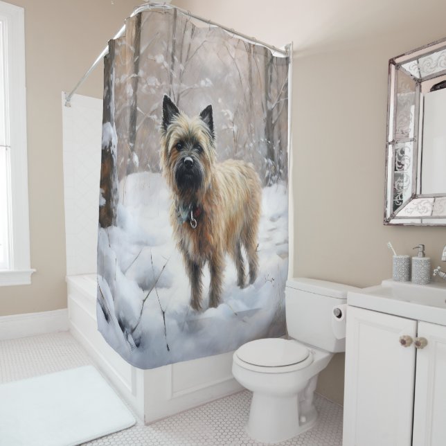 Cairn Terrier Let It Snow Christmas Shower Curtain (In Situ)