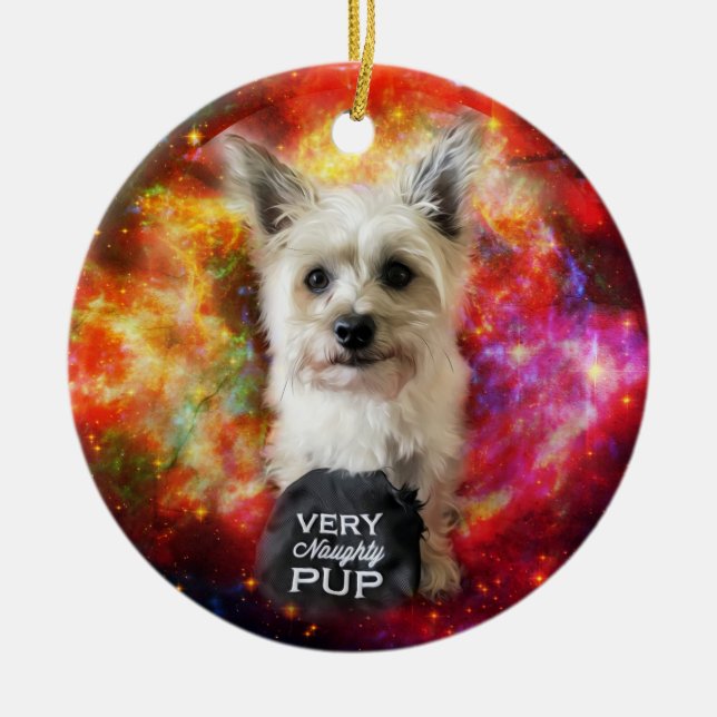 Cairn Terrier Naughty Dog Christmas Ornament (Front)
