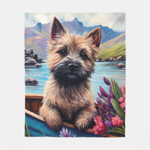 Cairn Terrier on a Paddle: A Scenic Adventure Fleece Blanket