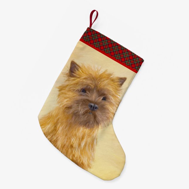 Cairn Terrier Painting - Cute Original Dog Art Small Christmas Stocking (Front (Hanging))